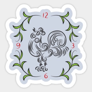 Rooster O'clock Sticker